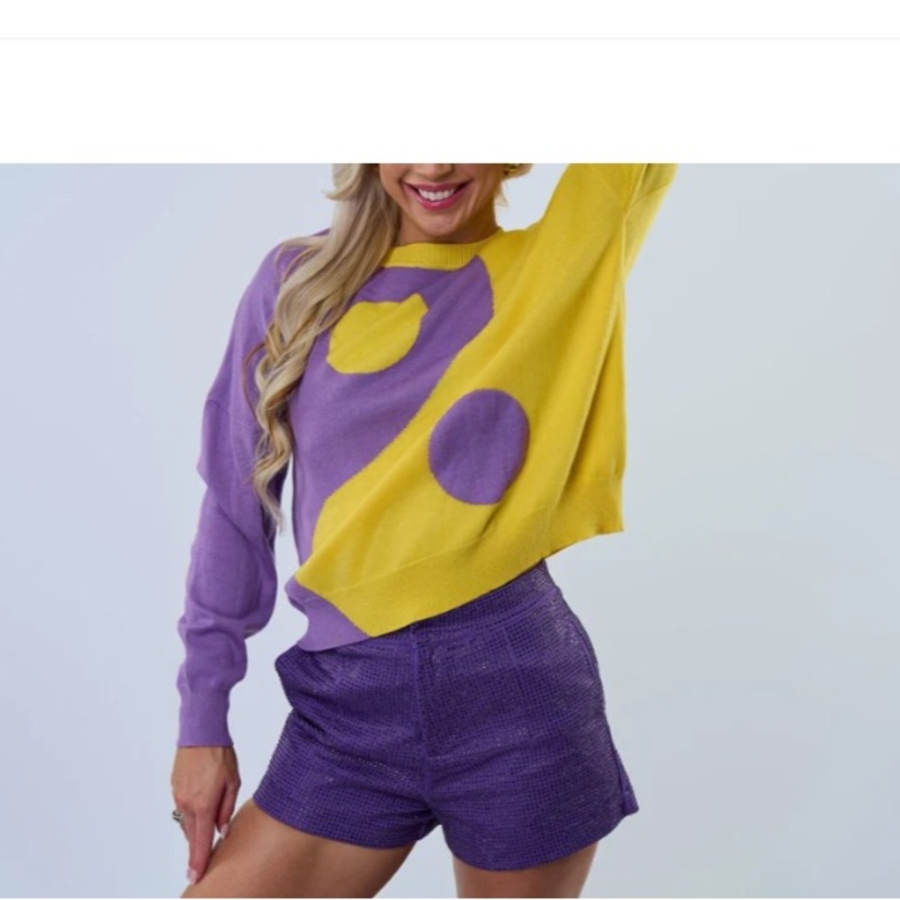 Sparkle city Little Miss Muffin Colorblock Purple yellow yin Yang sweater NWT M